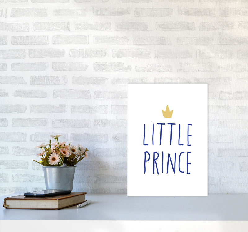 Little Prince Navy And Gold Framed Nursey Wall Art Print A3 Black Frame