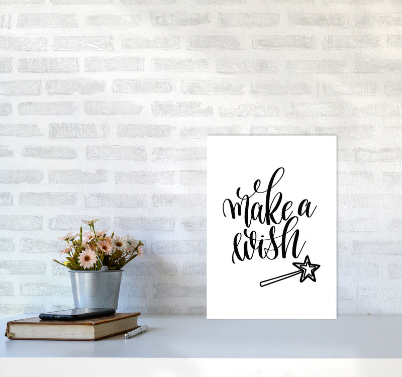 Make A Wish Black Framed Typography Wall Art Print A3 Black Frame