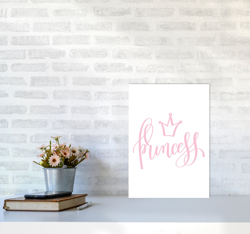 Princess Pink Framed Nursey Wall Art Print A3 Black Frame