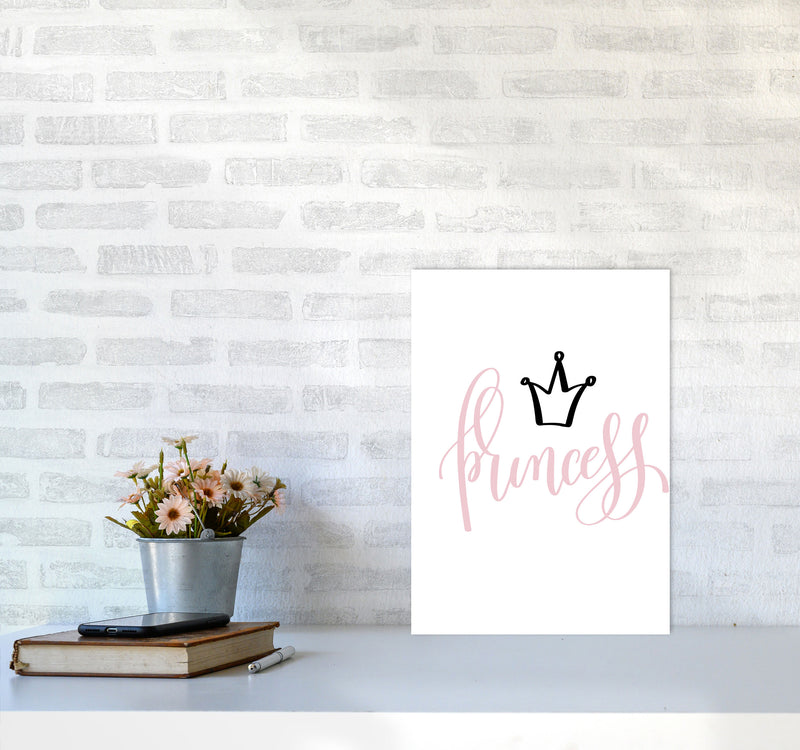Princess Pink And Black Framed Nursey Wall Art Print A3 Black Frame