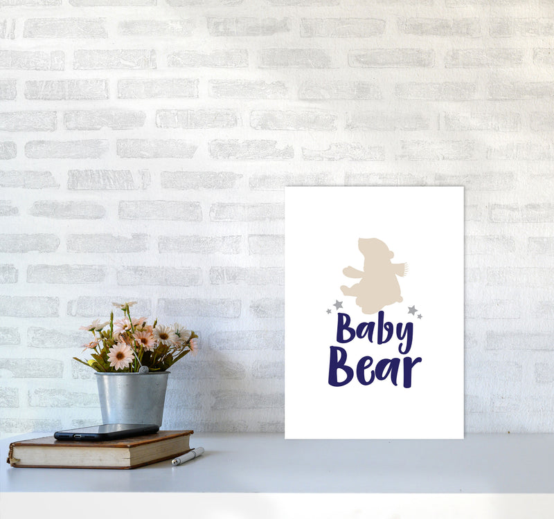 Baby Bear Framed Nursey Wall Art Print A3 Black Frame