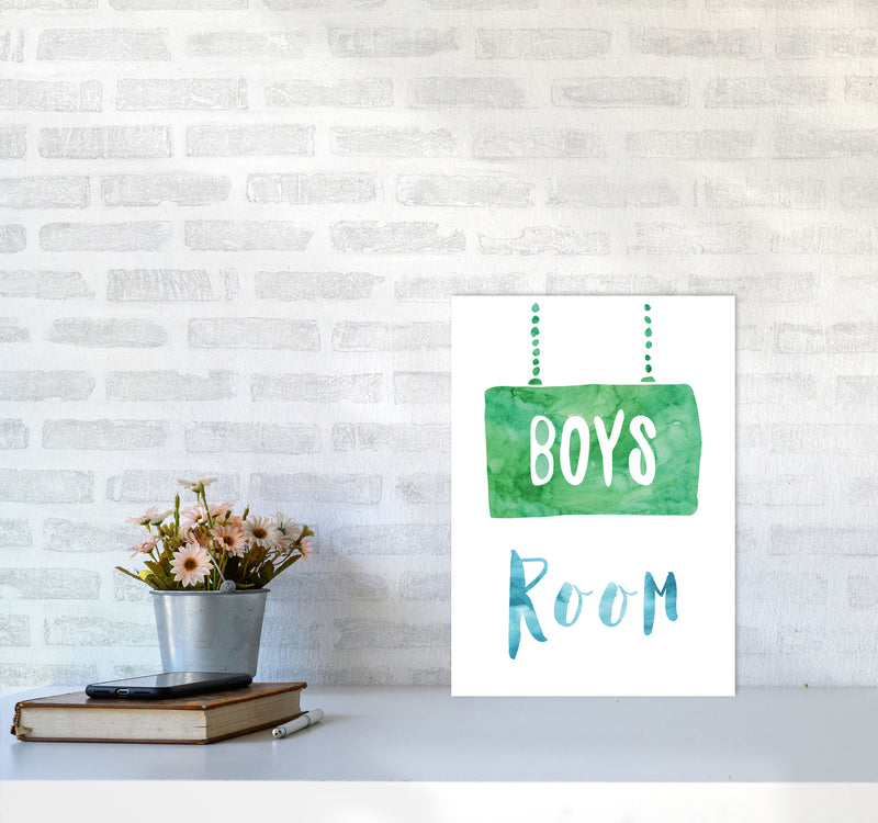 Boys Room Watercolour Framed Nursey Wall Art Print A3 Black Frame