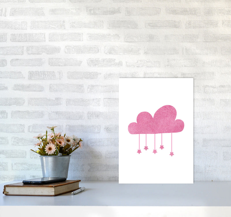 Pink Cloud Watercolour Modern Print A3 Black Frame
