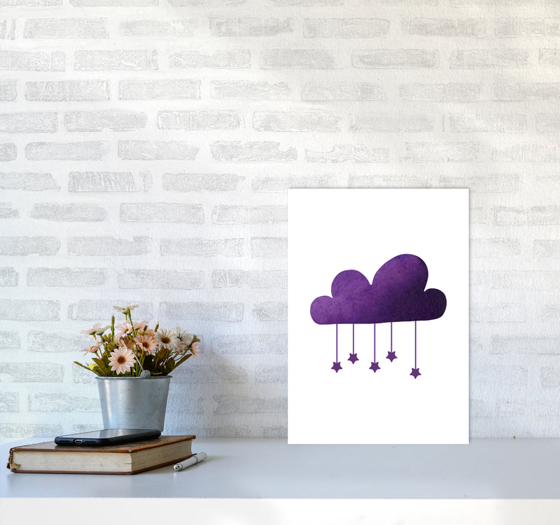 Purple Cloud Watercolour Modern Print A3 Black Frame