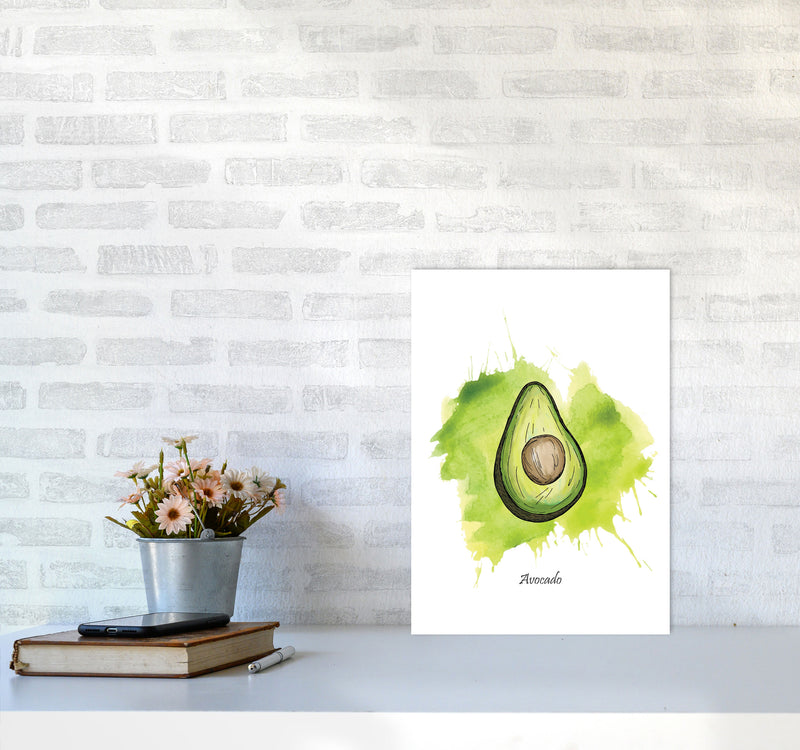 Avocado Modern Print, Framed Kitchen Wall Art A3 Black Frame