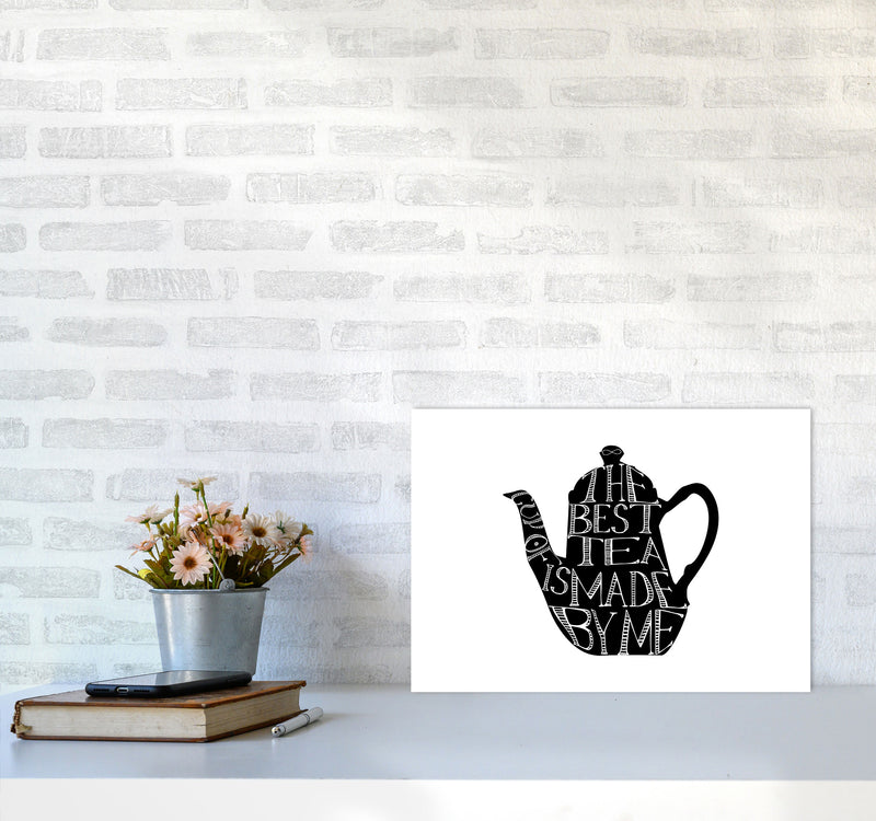 The Best Tea Modern Print, Framed Kitchen Wall Art A3 Black Frame