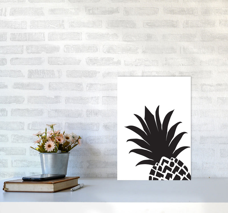 Black Pineapple 1 Modern Print, Framed Kitchen Wall Art A3 Black Frame