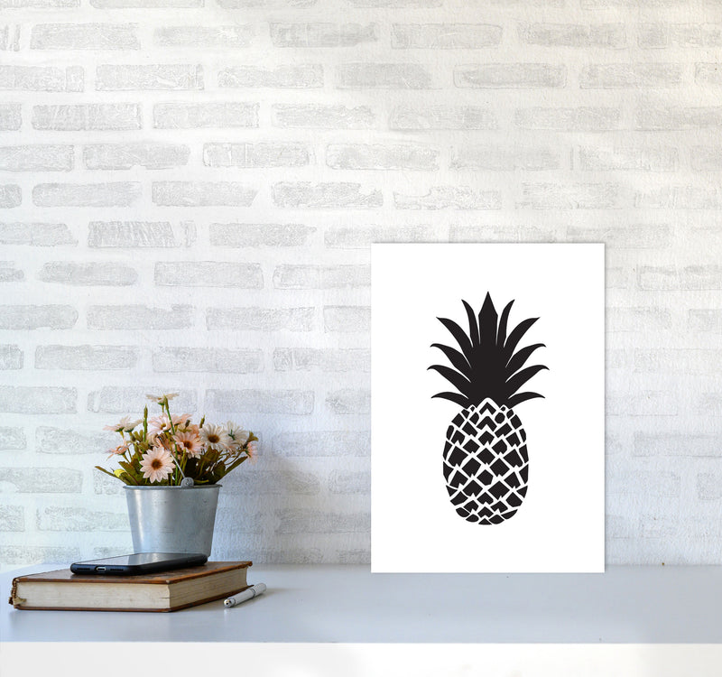 Black Pineapple 2 Modern Print, Framed Kitchen Wall Art A3 Black Frame