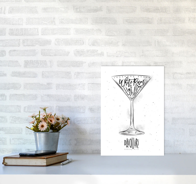 Daiquiri Cocktail Modern Print, Framed Kitchen Wall Art A3 Black Frame