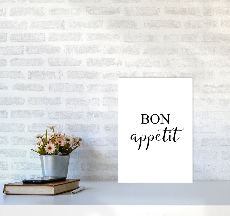 Bon Appetit Framed Typography Wall Art Print A3 Black Frame