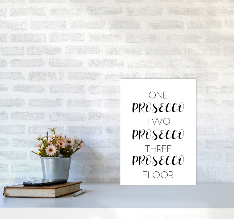 One Prosecco Two Prosecco Modern Print, Framed Kitchen Wall Art A3 Black Frame
