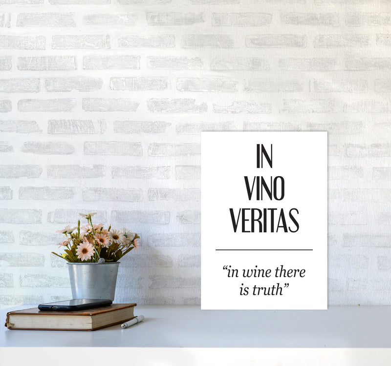 In Vino Veritas Framed Typography Wall Art Print A3 Black Frame