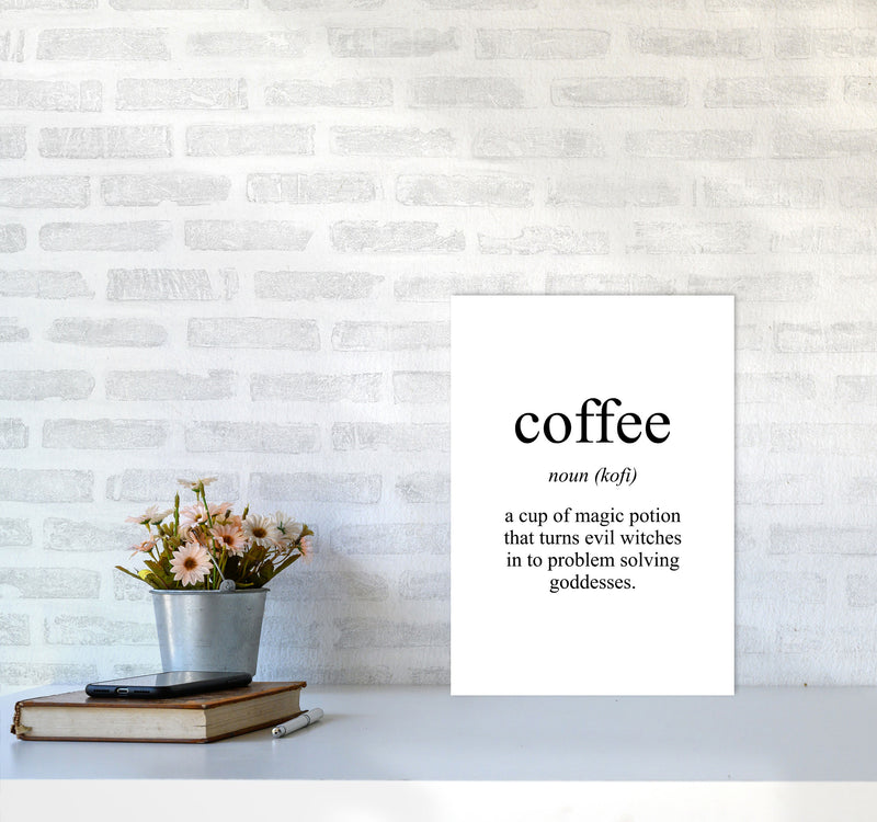 Coffee Framed Typography Wall Art Print A3 Black Frame