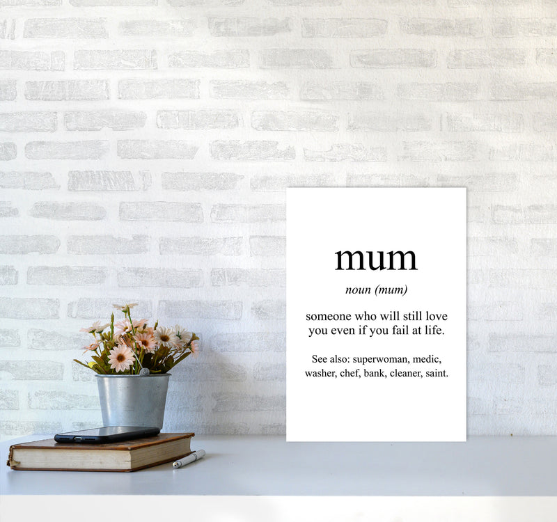 Mum Framed Typography Wall Art Print A3 Black Frame
