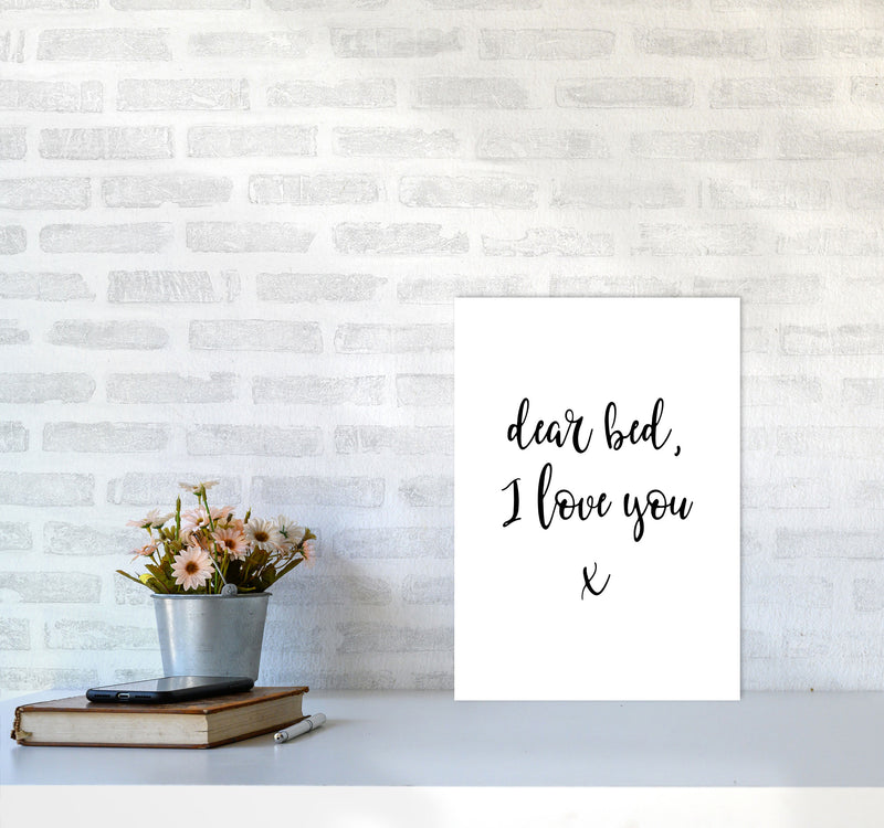 Dear Bed, I Love You Framed Typography Wall Art Print A3 Black Frame
