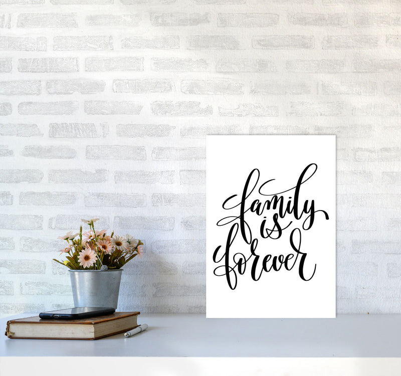 Family Is Forever Framed Typography Wall Art Print A3 Black Frame