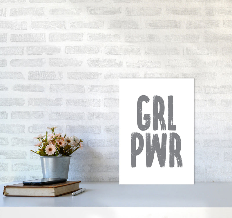 Girl Power Grey Framed Typography Wall Art Print A3 Black Frame