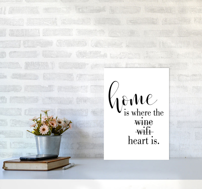 Home Is Where The Heart Is Framed Typography Wall Art Print A3 Black Frame