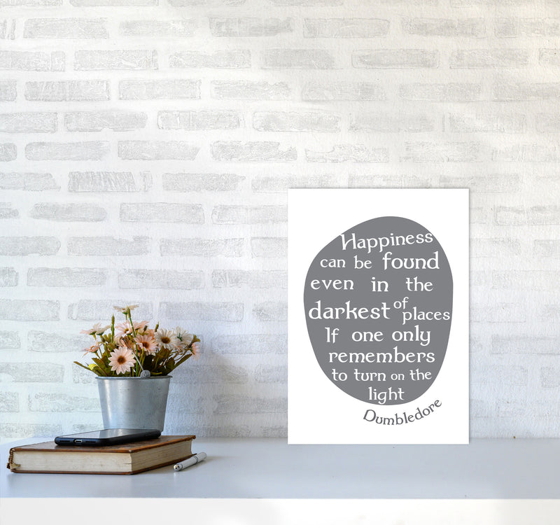 Happiness, Dumbledore Quote Framed Typography Wall Art Print A3 Black Frame