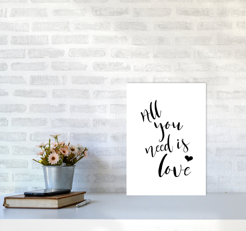 All You Need Is Love Framed Typography Wall Art Print A3 Black Frame