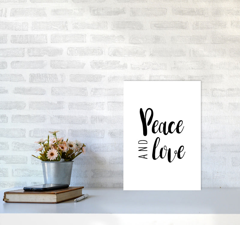 Peace And Love Framed Typography Wall Art Print A3 Black Frame