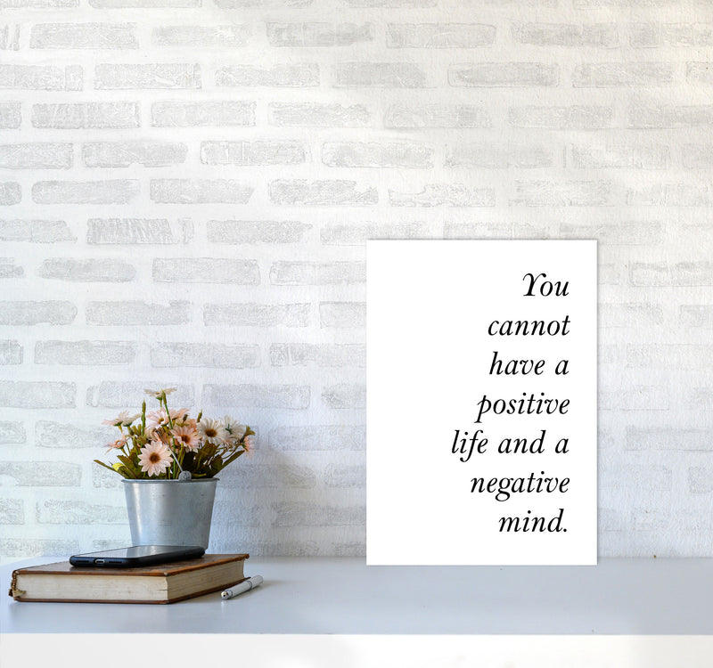 Positive Life, Negative Mind Framed Typography Wall Art Print A3 Black Frame