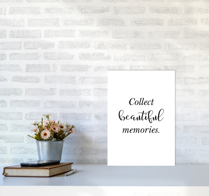 Collect Beautiful Memories Framed Typography Wall Art Print A3 Black Frame