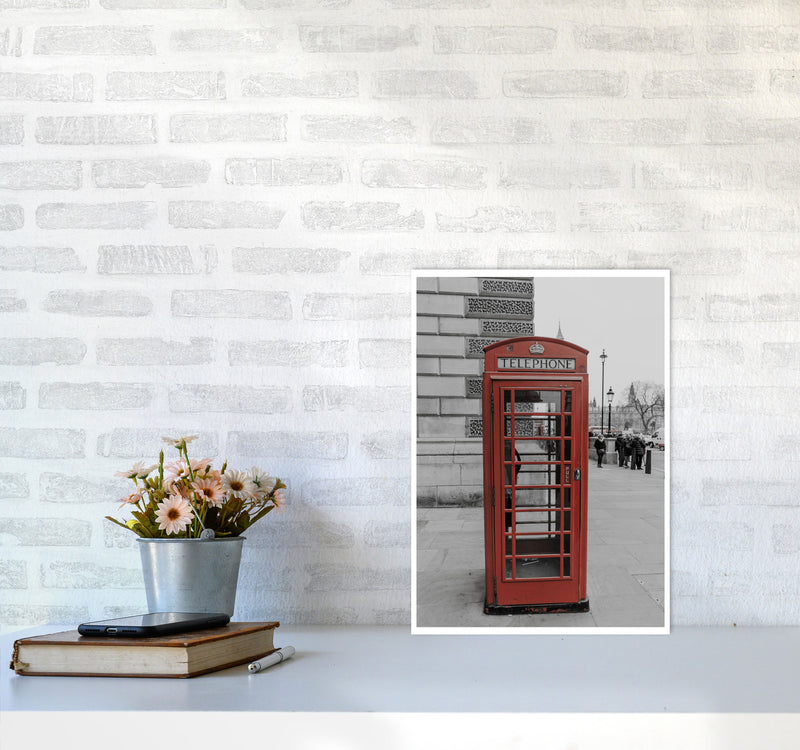 London Red Phonebox Modern Print A3 Black Frame