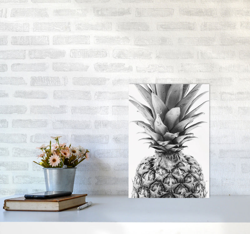 Black And White Pineapple Modern Print, Framed Kitchen Wall Art A3 Black Frame
