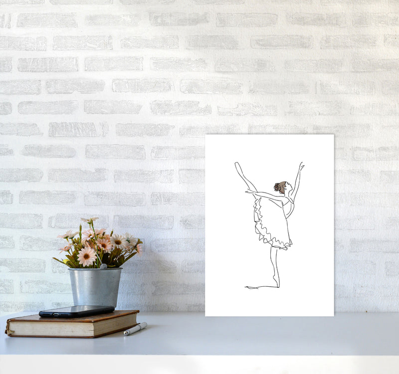 Ballet Dancer Line Drawing Modern Print A3 Black Frame