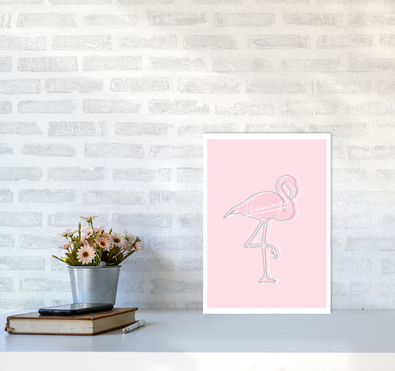 Pink Flamingo Modern Print Animal Art Print A3 Black Frame