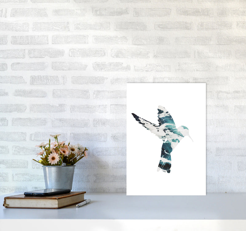 Blue Sea Bird Modern Print Animal Art Print A3 Black Frame