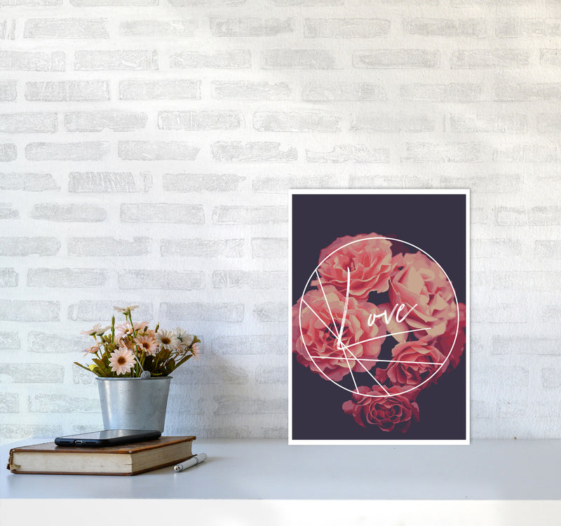 Floral Love Modern Print, Framed Botanical & Nature Art Print A3 Black Frame