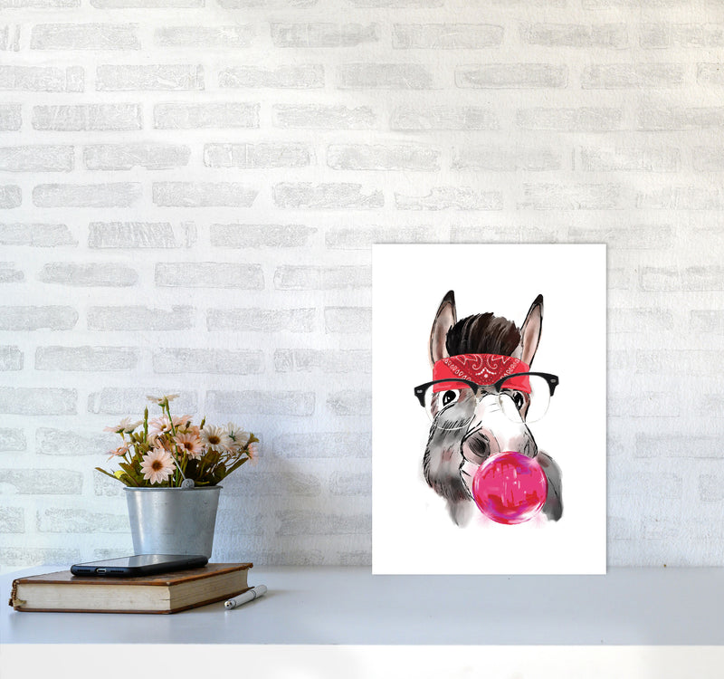 Gangster Donkey Modern Print Animal Art Print A3 Black Frame