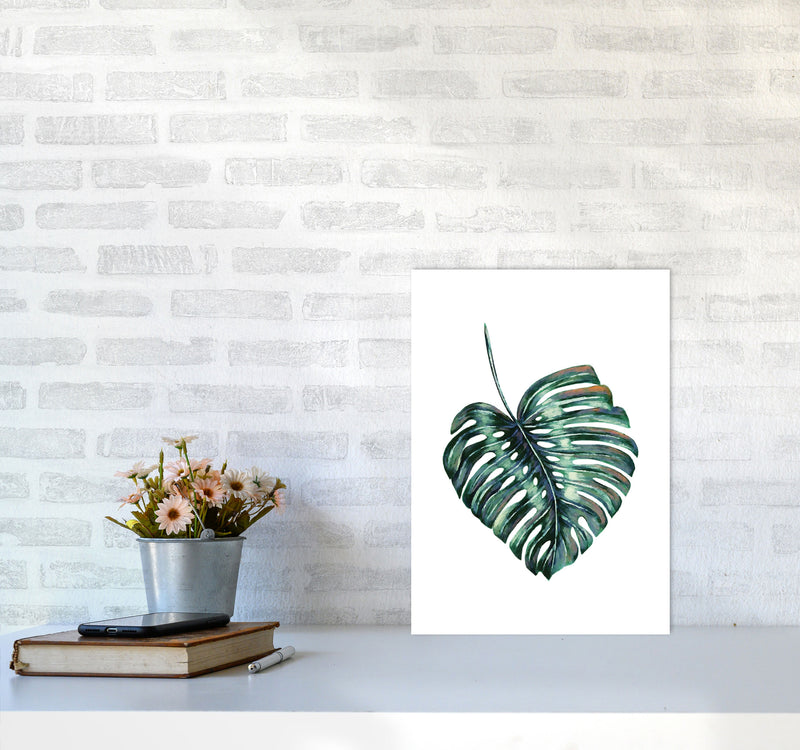 Monstera Leaf Full Modern Print, Framed Botanical & Nature Art Print A3 Black Frame