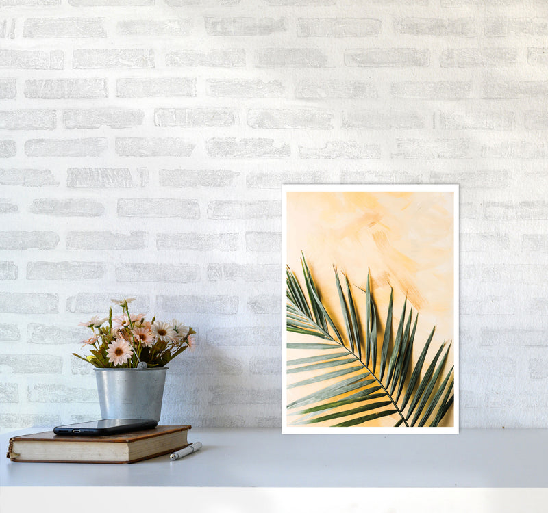 Palm Leaf Yellow Modern Print, Framed Botanical & Nature Art Print A3 Black Frame