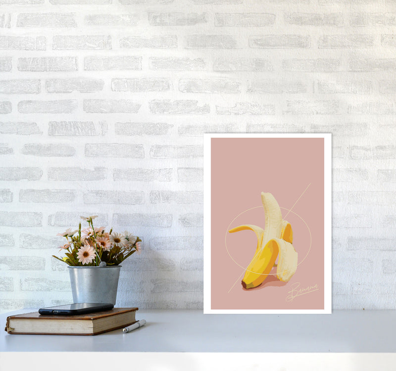 Banana Modern Print, Framed Kitchen Wall Art A3 Black Frame