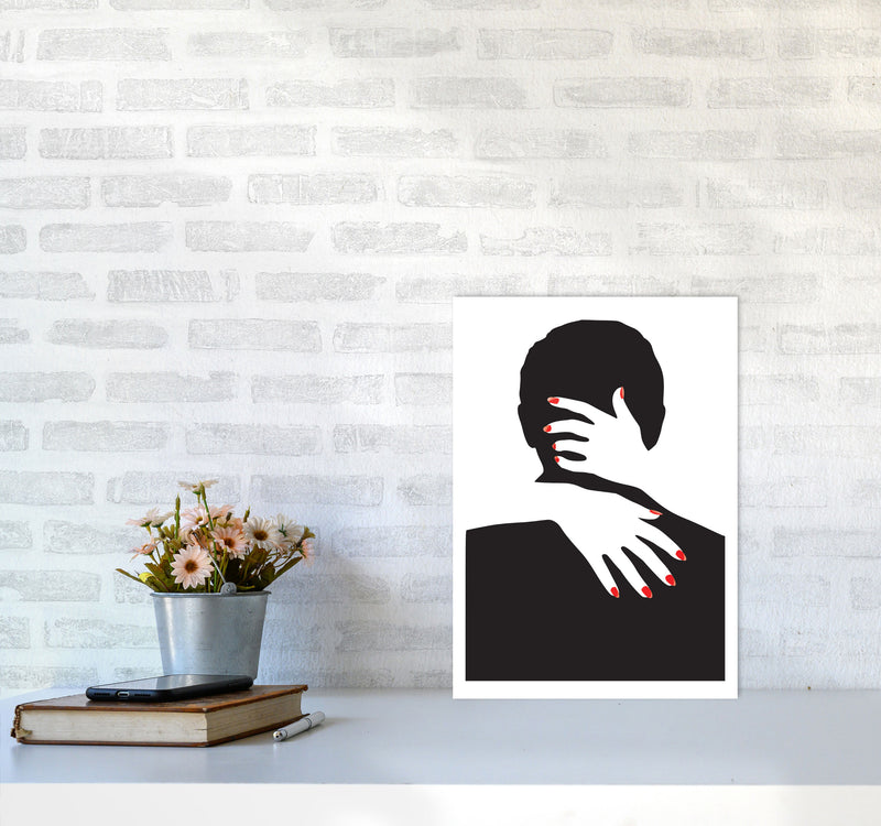 Abstract Man And Hands Modern Print A3 Black Frame