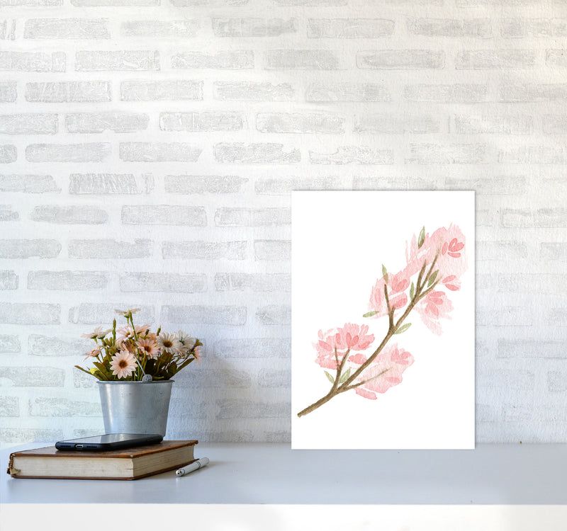 Pink Watercolour Flower 4 Modern Print A3 Black Frame
