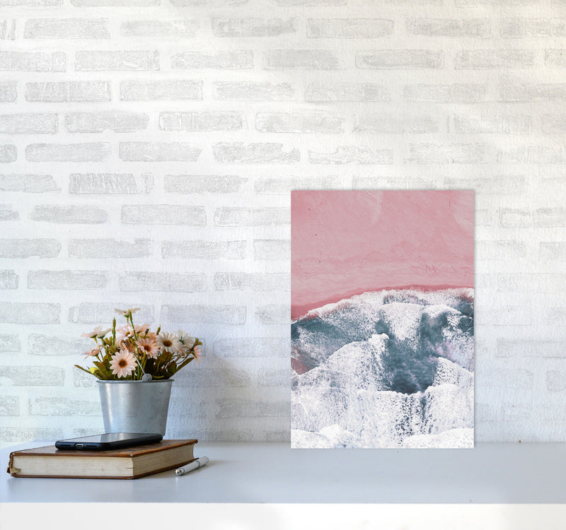 Pink Sand Modern Print, Framed Botanical & Nature Art Print A3 Black Frame