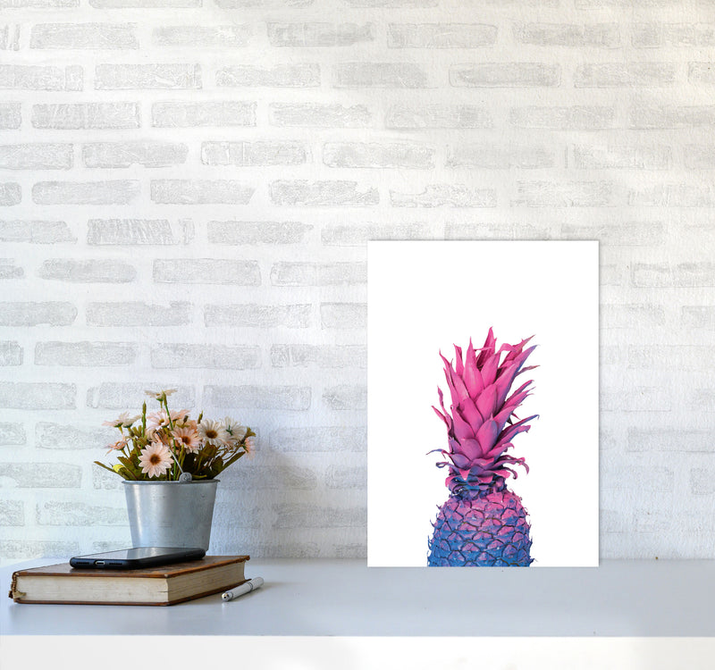 Purple And Blue Pineapple Modern Print A3 Black Frame