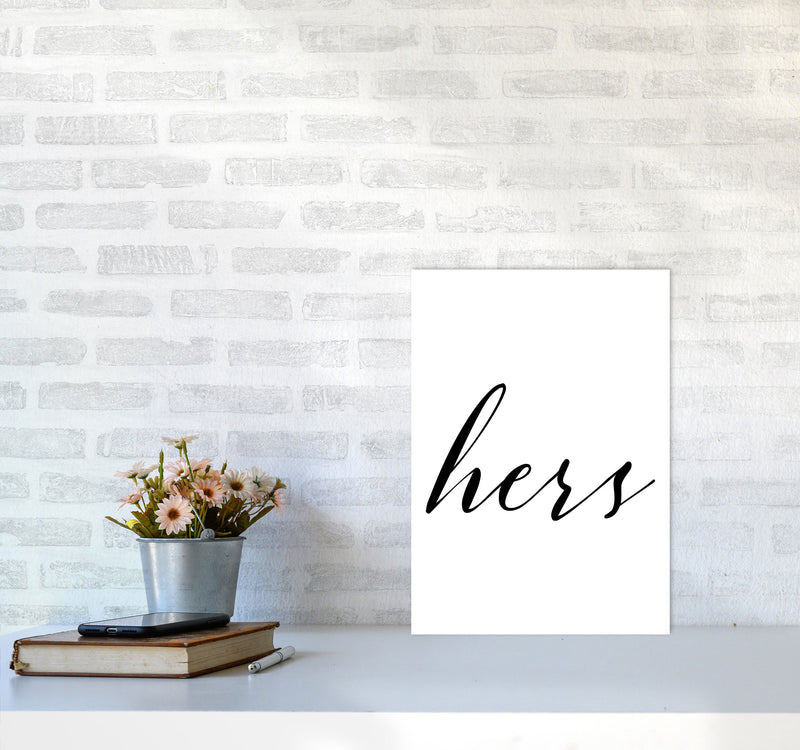 Hers Framed Typography Wall Art Print A3 Black Frame