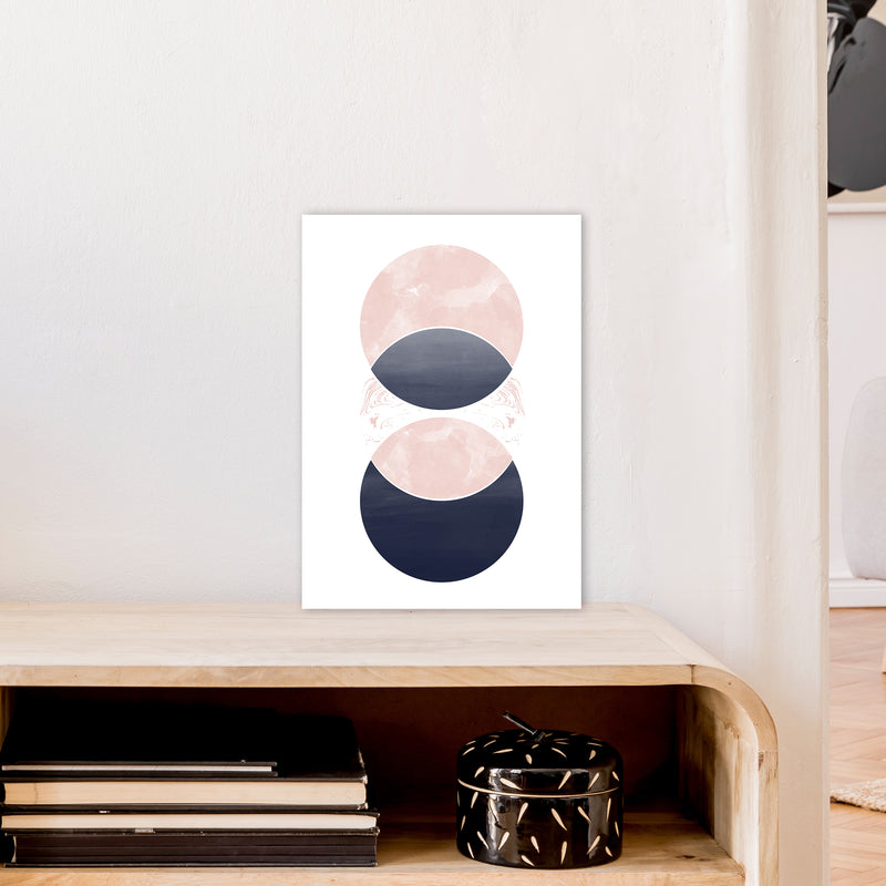 Navy And Marble Pink 1 Art Print by Pixy Paper A3 Black Frame
