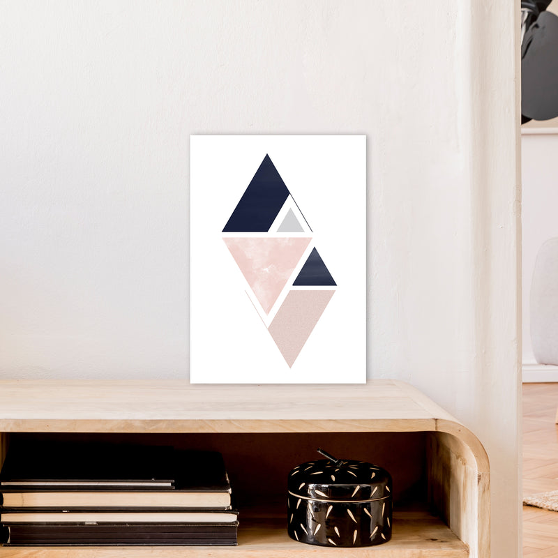 Navy And Marble Pink 3 Art Print by Pixy Paper A3 Black Frame