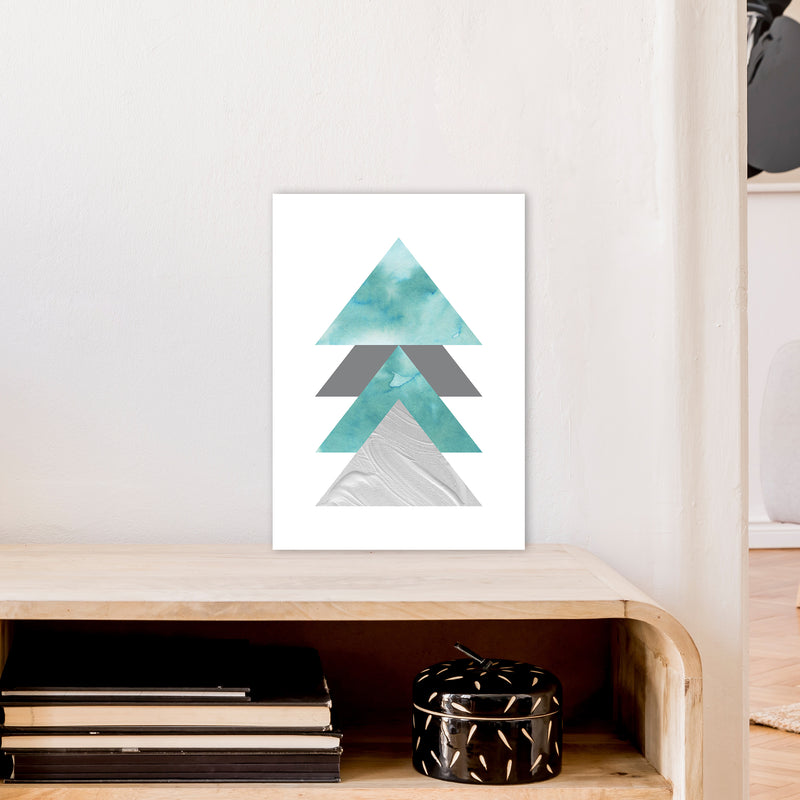 Marble Teal And Silver 2 Art Print by Pixy Paper A3 Black Frame