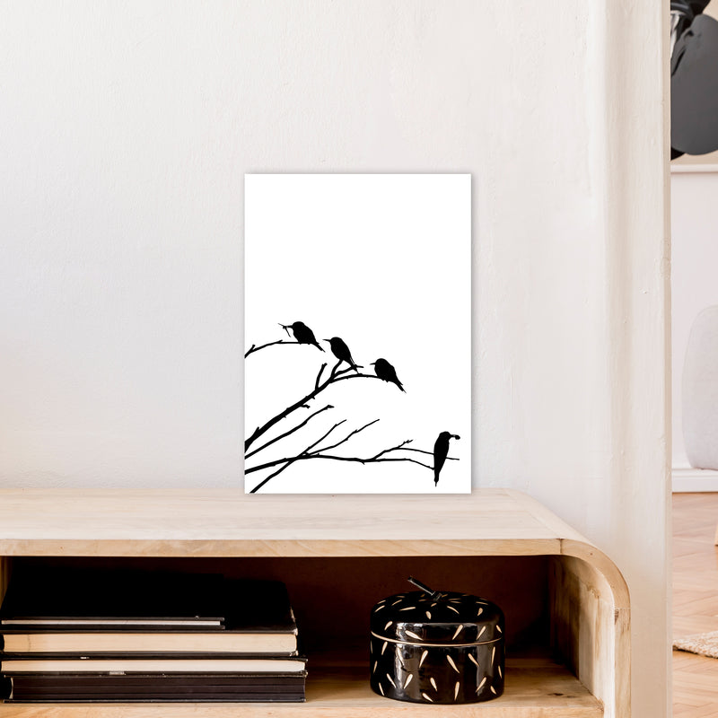 Corner Branch With Birds Art Print by Pixy Paper A3 Black Frame