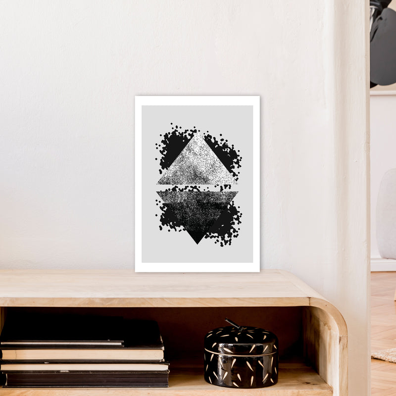 Graffiti Black And Grey Reflective Triangles  Art Print by Pixy Paper A3 Black Frame