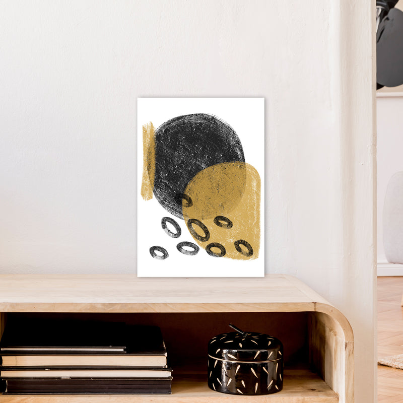 Dalia Chalk Black And Gold Bubbles  Art Print by Pixy Paper A3 Black Frame
