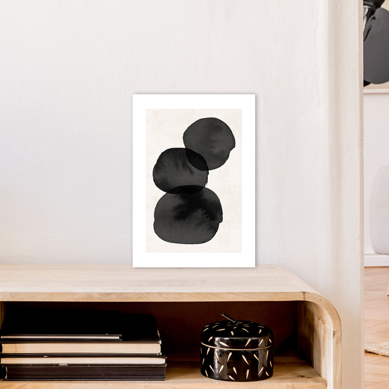 Nude And Pearl Stacked Stones  Art Print by Pixy Paper A3 Black Frame