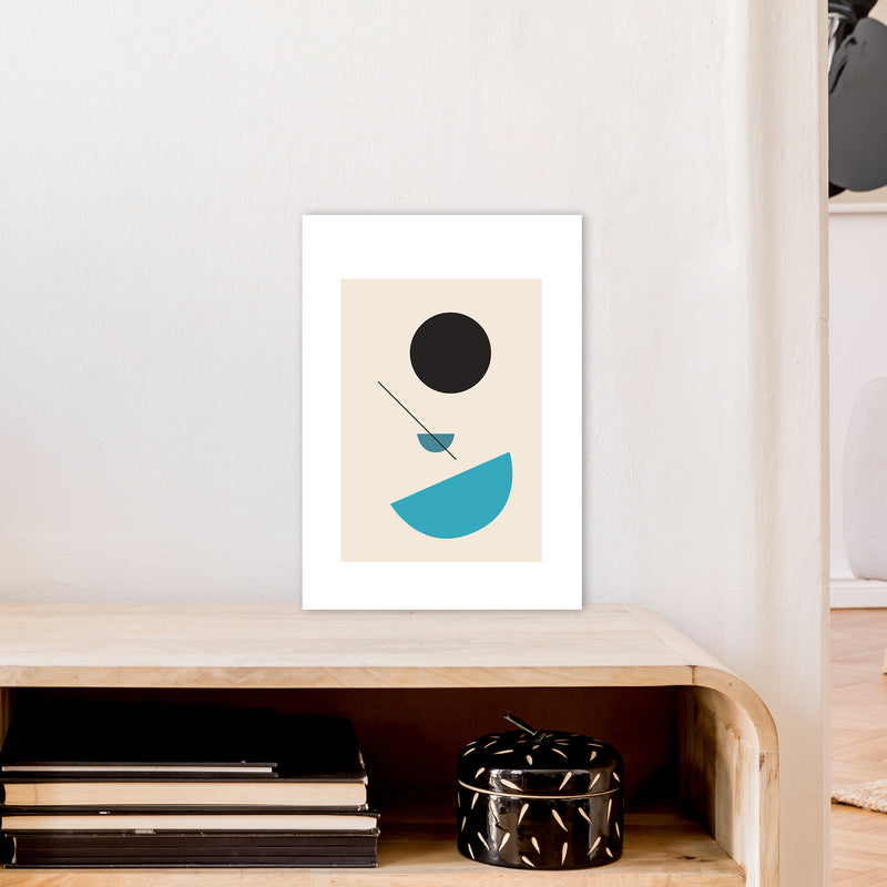 Mita Teal Abstract Shapes N2  Art Print by Pixy Paper A3 Black Frame